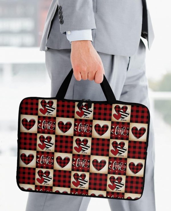 Tas laptop dengan pola kotak-kotak